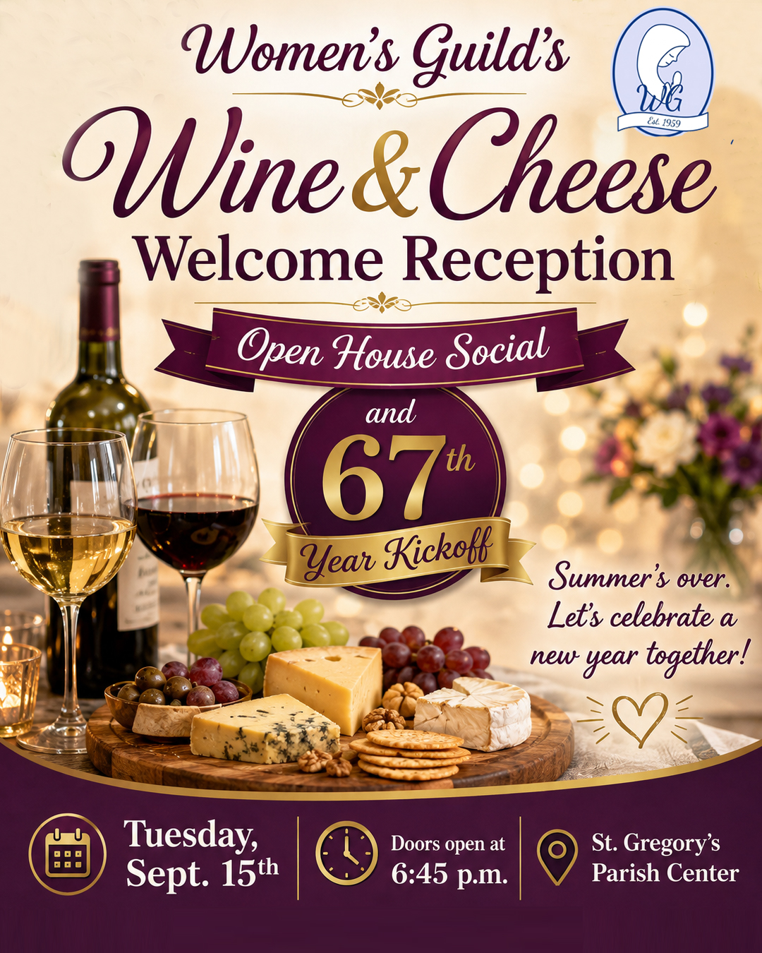 Women’s Guild’s “Wine & Cheese Welcome Reception”